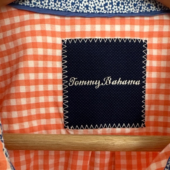Tommy Bahama Men's Orange  Checkered Button-Down Shirt - Picture 2 of 4